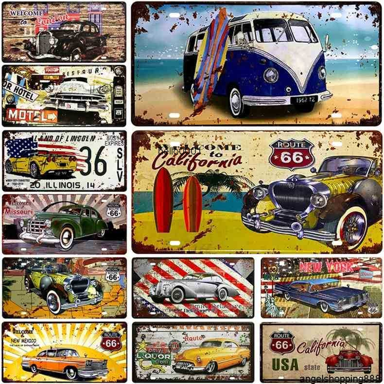 

Motor Bus Car Plate License Metal Tin US Route 66 Tinplate Poster Vintage Pin Up Signs Bar Cafe Garage Wall Decor Plaquesa