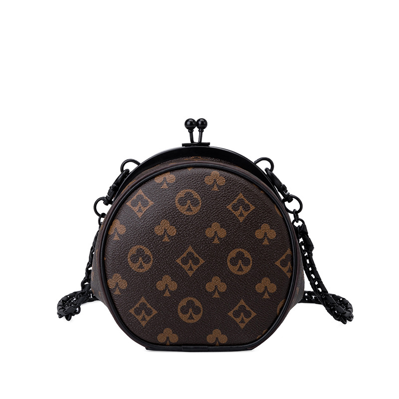 

Designer Style Womens handbag Mini Cosmetic & Cases Box Fashion Round Clutch Bag Girls Messenger Shoulder Chain Wallet Classic brown flower PVC fabric Crossbody, Good bags as pic