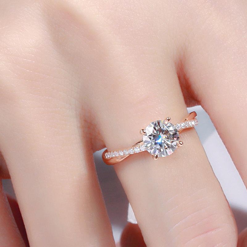 

Cluster Rings 18K Rose Gold Color Ring For Women Fine Anillos Mujer Bizuteria De White Diamond Gemstone With Cushion Zirconia Anel, Golden;silver