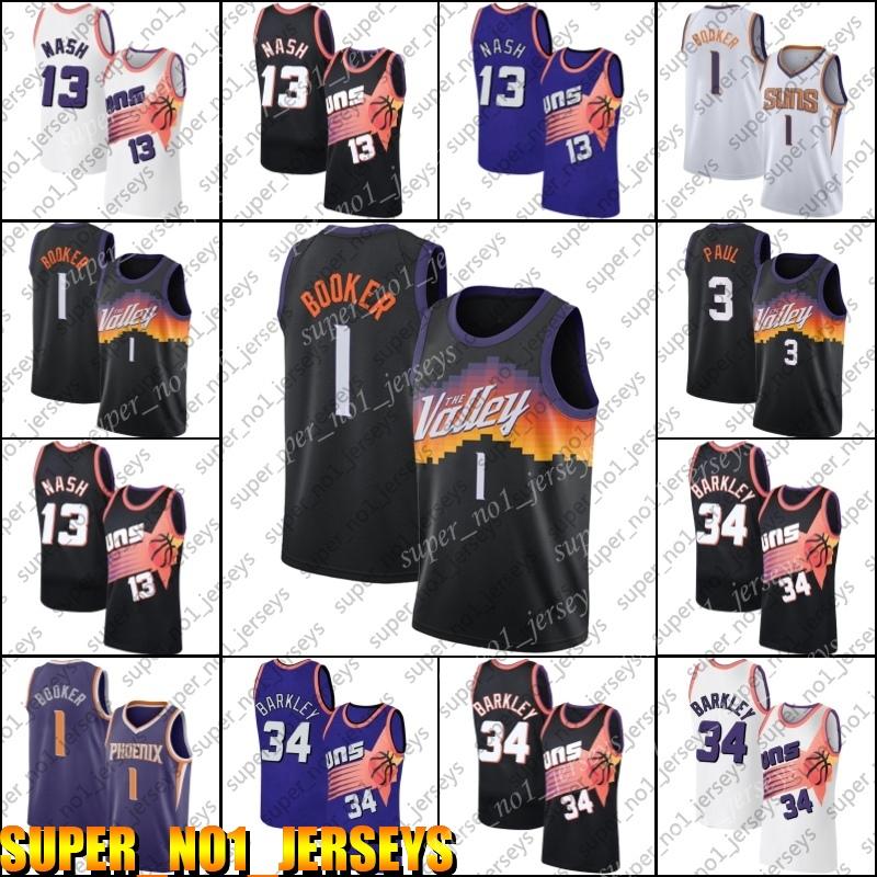 

Chris 3 Paul Jerseys Devin 1 Booker Jersey Retro Steve Charles Nash Barkley Jersey 2021 Season Phoenix Suns Jerseys zb98SX, Black;red