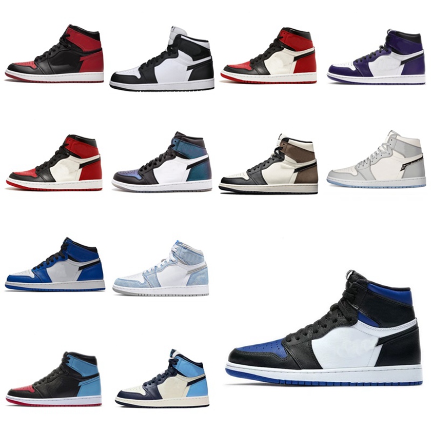 

2022 Jumpman Basketball Shoes 1 1s Boots OG High Pine Green Black Court Purple Royal Bred Toe NC Obsidian UNC game Sneakers trainers P-14