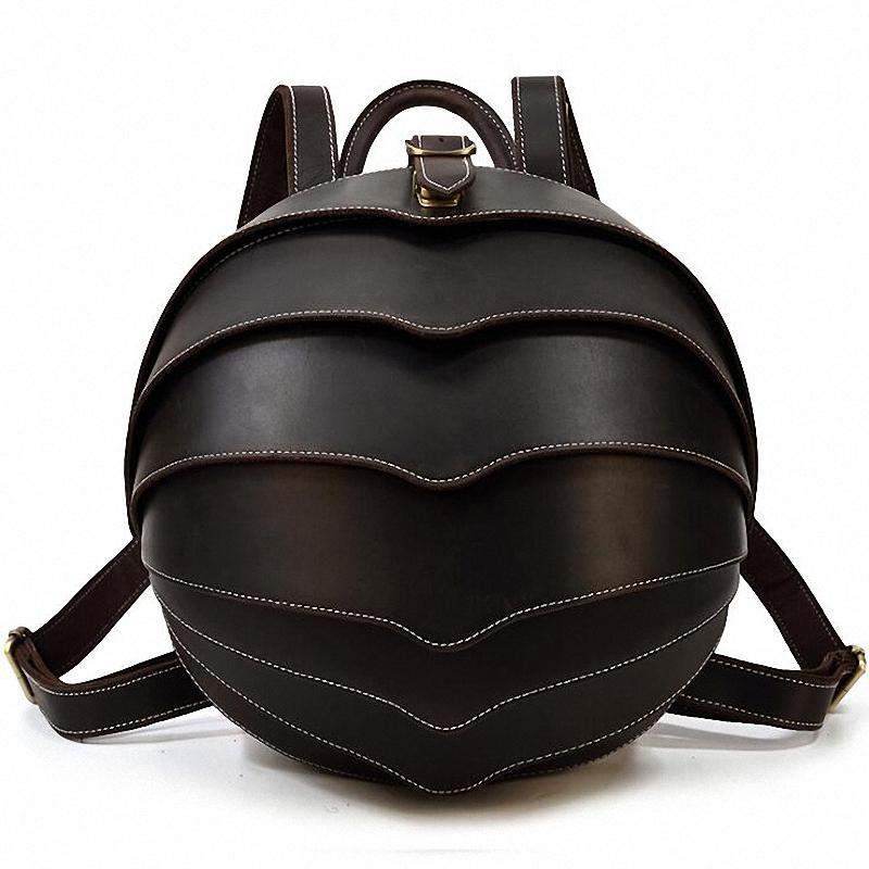 

Backpack Travel Men Genuine Leather High Capacity Crazy Horse Vintage Daypack Schoolbag Rucksack Bag For, Black