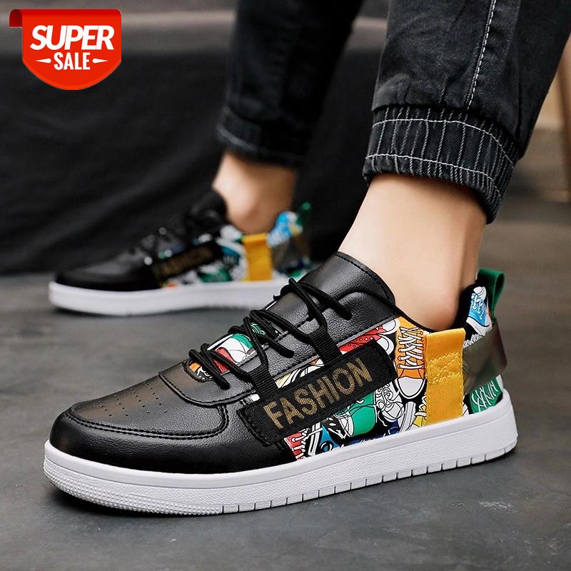 

2021 Fashion New Men Sneakers Comfortable Korean Graffiti Outdoor Couple Board Shoes Spring Low Cut Mens Casual Sports Shoes #6C8L