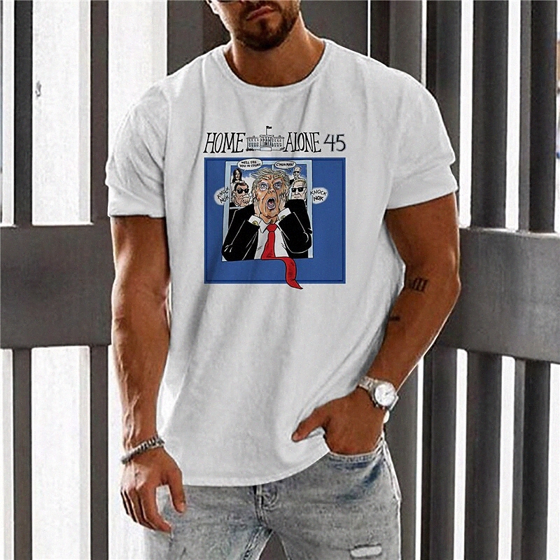 Men's Unisex T shirt Hot Stamping Cartoon Graphic Prints Crew Neck Lock Him Up Casual Daily Print Short Sleeve Tops Basic Designer Big and Tall