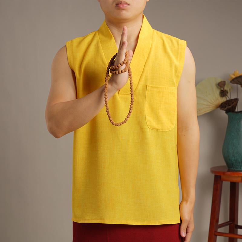 

Women's Vests Lama Monk Clothes Summer Short Sleeve Tibetan Men's Vest Breathable Buddha Missionary Dongbo, Ginger
