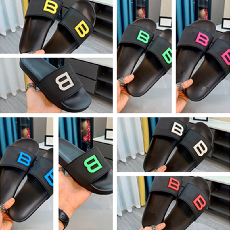 

Version Paris Slides Mens Womens Summer Sandals Beach Slipper Lady Flip Flops Red White Yellow Green Blue Leisure Slider Chaussures Fashion, Black