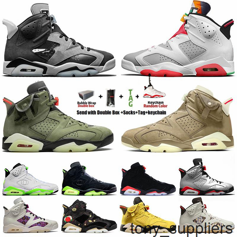 

With Box Jumpman 6 6s Tech chrome Travis Scotts Cactus Jack Quai 54 black cat DMP Hare Mens Basketball Shoes VI Sports Sneakers