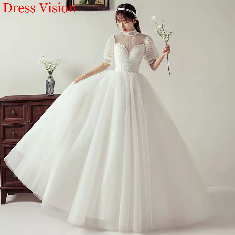 

2021 Style Lace High Collar Wedding Vestido Novia Mariee Robe De Soiree Bride to Be Wjwb, Same as image