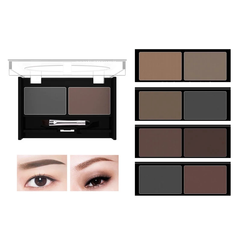 

MYG Double Eyebrow Powder Makeup with Brows Brush 4 Color Palette Natural Long-lasting Waterproof Sweatproof Coloris Cosmetics Eyebrows, Mixed color