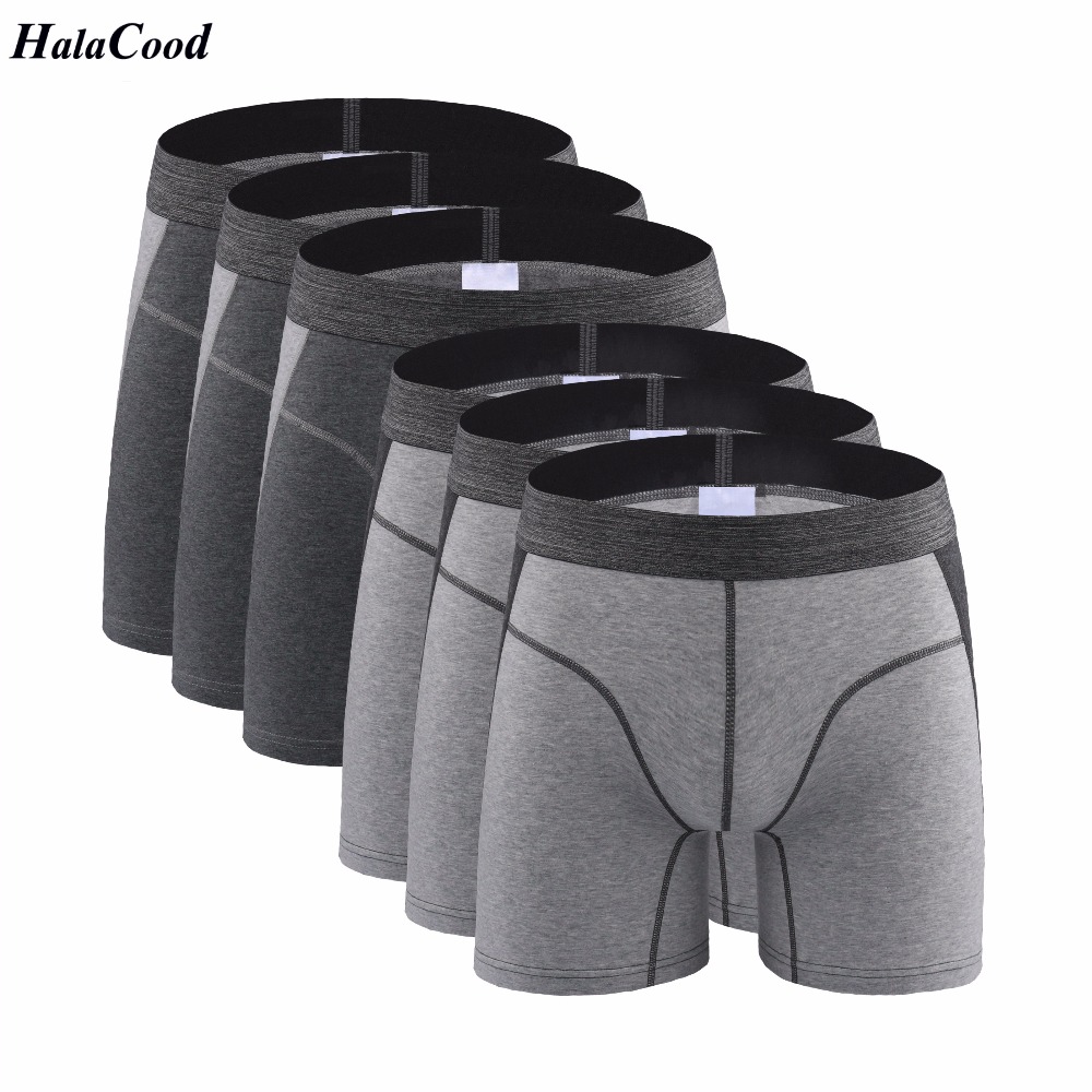 

6Pcs/lot Fashion Sexy Plus Size Long Boxer Mens Underwear Homme Underwear Brand Boxer Shorts Male Cotton Breathable Underpants, 6 pcs 1101 mix b33