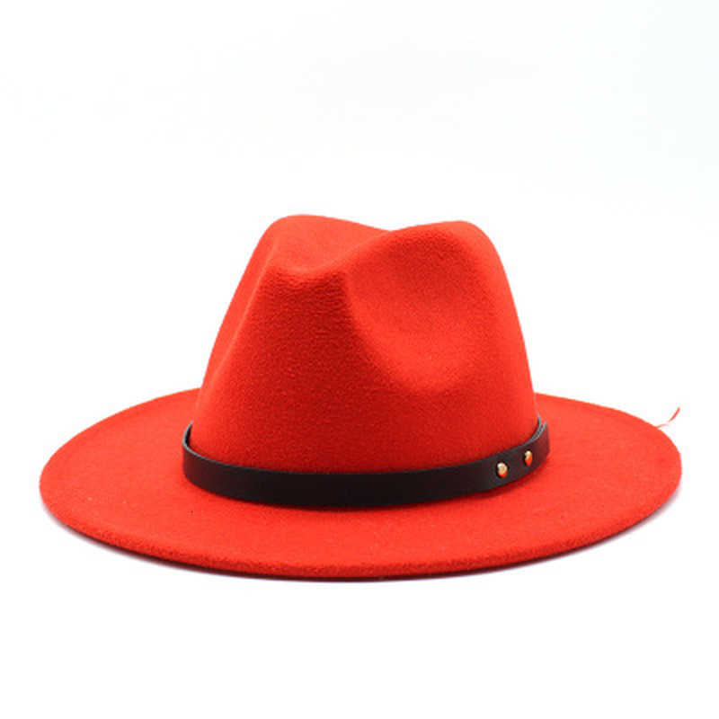 

2021 New Men Classic Simple Belt Band Church Formal Wedding Winter Autumn Wide Brim Solid Women Hats 9wsd, Army green