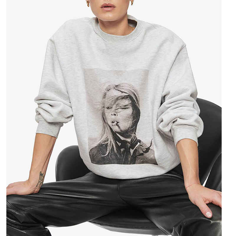 

2021 100%cotton Brand Design Vintage Characters Pattern Girls Sweatshirts Autumn Fashion Casual Long Sleeve Women Hoodies Xzdt, Black