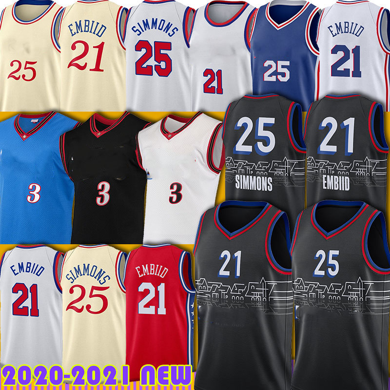 

Basketball Jersey Allen 3 Iverson Joel 21 Embiid Ben 25 Simmons Al 42 Horford 2022 New, Men jersey