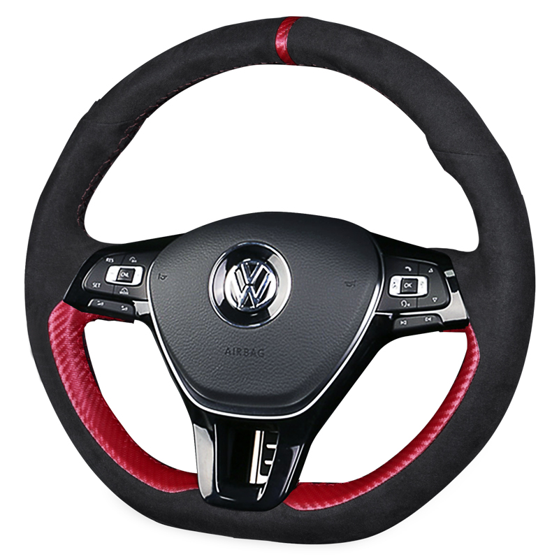 

DIY leather hand sew steering wheel cover For Volkswagen cc Sagitar Lamando Lavida Passat Magotan Golf car interior accessories