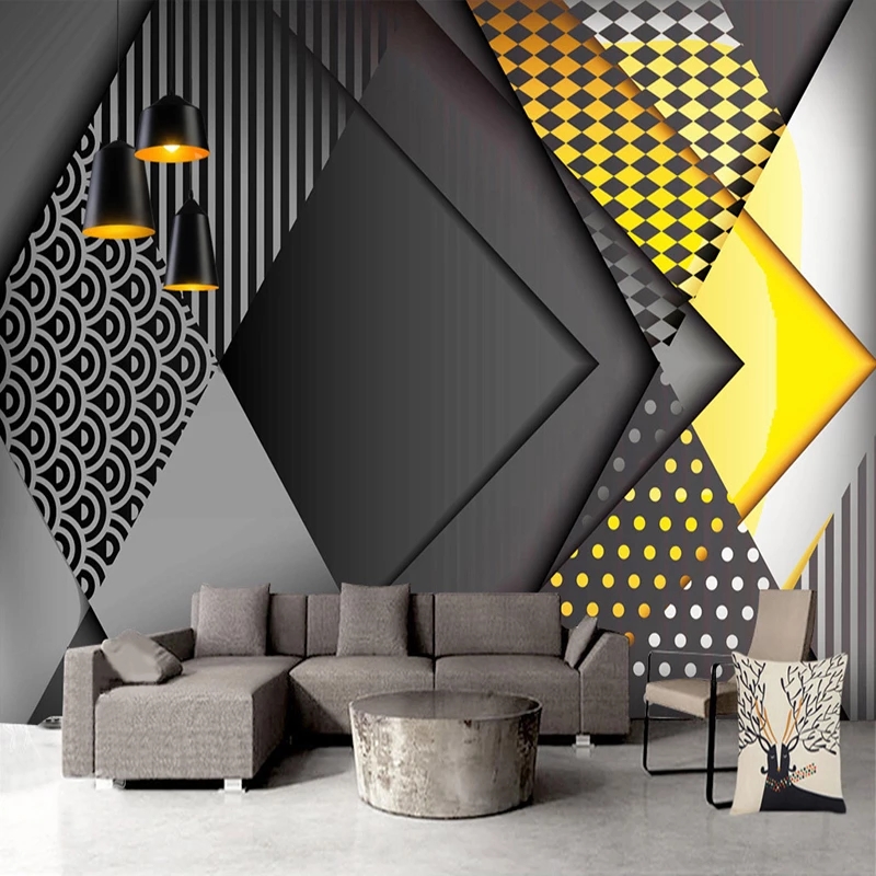 

Custom Photo Wallpaper 3D Personality Geometry Pattern Living Room TV Background Wall Modern Decoration Mural, Grey