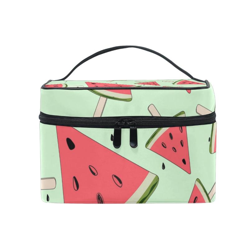 

FengJu Cosmetic Bag Portable Travel Organizer Hanging Toiletry Case Storage Tote for Girls Woman Watermelon, As pic
