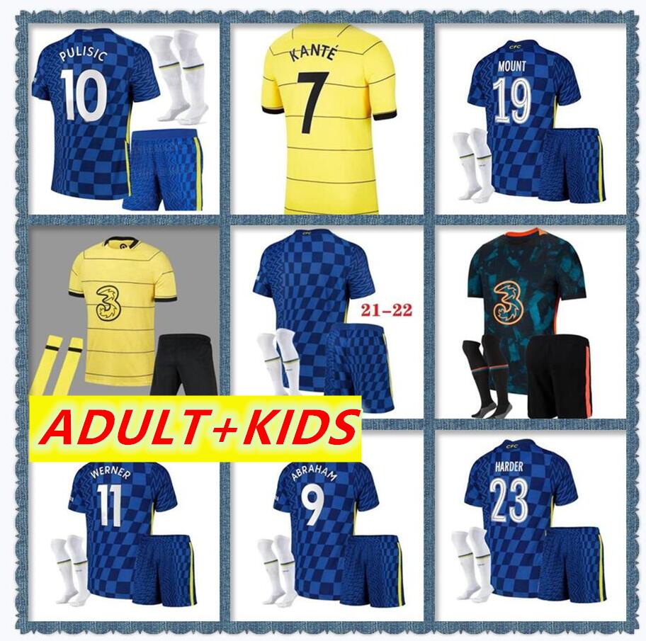 

HAVERTZ Soccer Jersey LUKAKU PULISIC ZIYECH KANTE CFC WERNER ABRAHAM CHILWELL MOUNT JORGINHO 2021 2022 GIROUD Football Shirt 21 22 Home blue Away Men Kids Kit sets