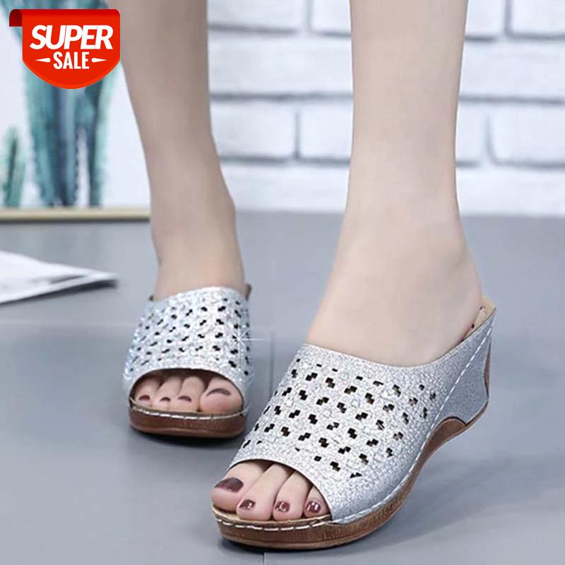 

2021 Summer Women Wedge Sandals Premium Bling Bling Open Toe Sandals Vintage Anti-slip Leather Casual Female Platform Shoes #ZI7c, Black