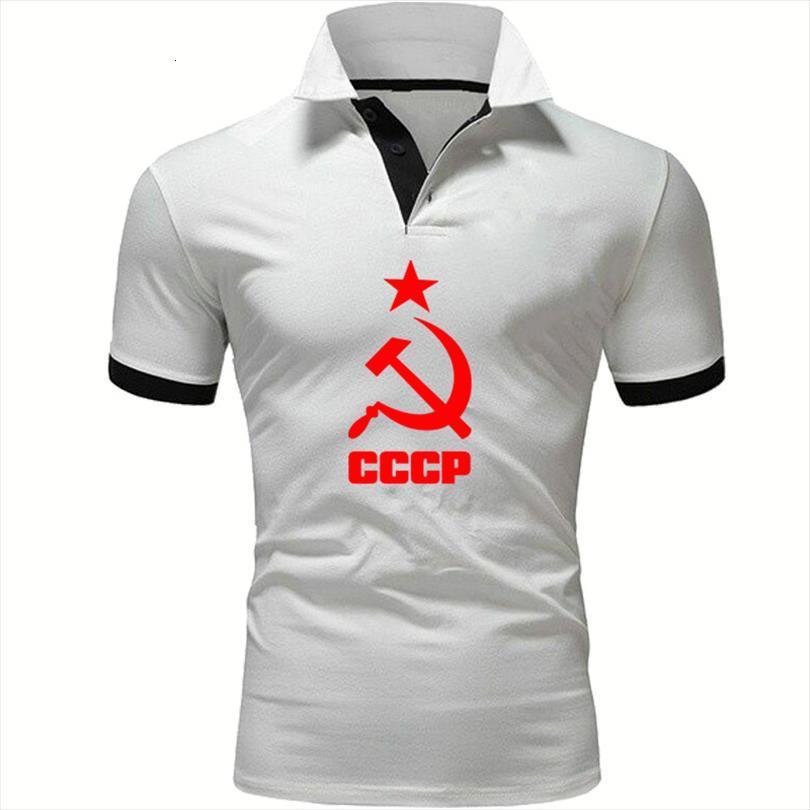 

summer shirt unique cccp men polo russia soviet pure cotton short sleeve, White;black