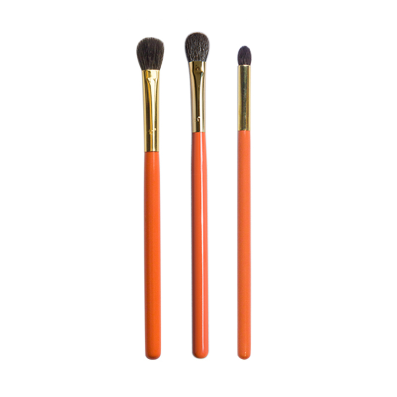 Professional Makeup Brushes Kit 3pcs Soft Blue Squirrel Goat Hair Precise Eye Shadow Brush Orange Handle Handmade Make Up Brush Set-image-579085300