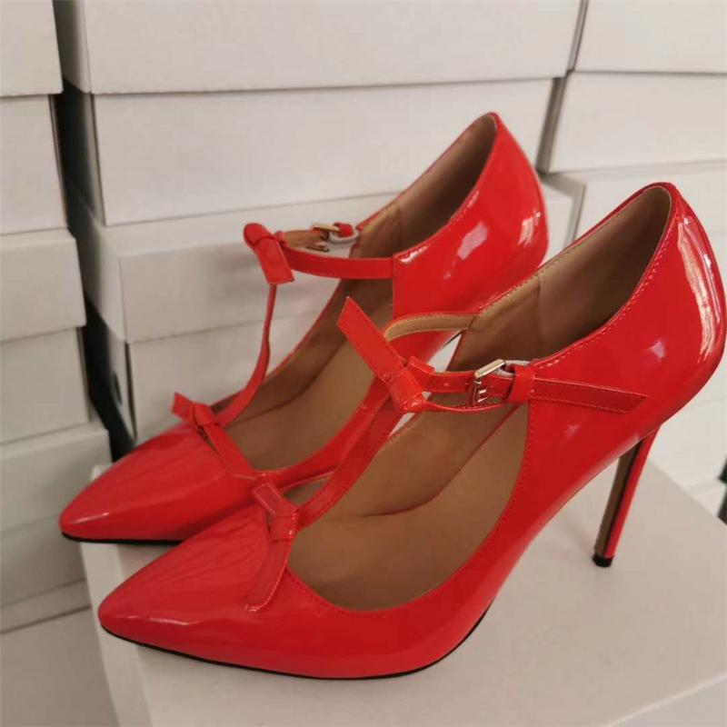 

Dress Shoes SARAIRIS Brand Design Women Classic T Strap Pointed Toe Thin High Heels Stiletto Sexy Wedding Lady Pumps Plus Size 47, Green