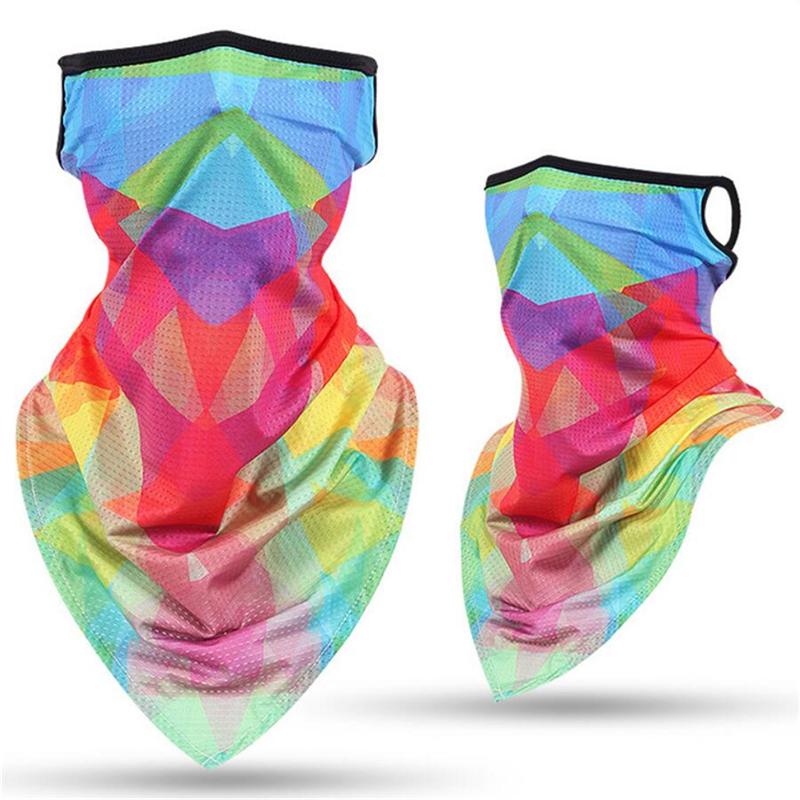 

Scarves 2021 Headscarf Tie-dyed Printed Sunsreen Face Cover Scarf Towel Bandana Outdoor Sunshade Silk