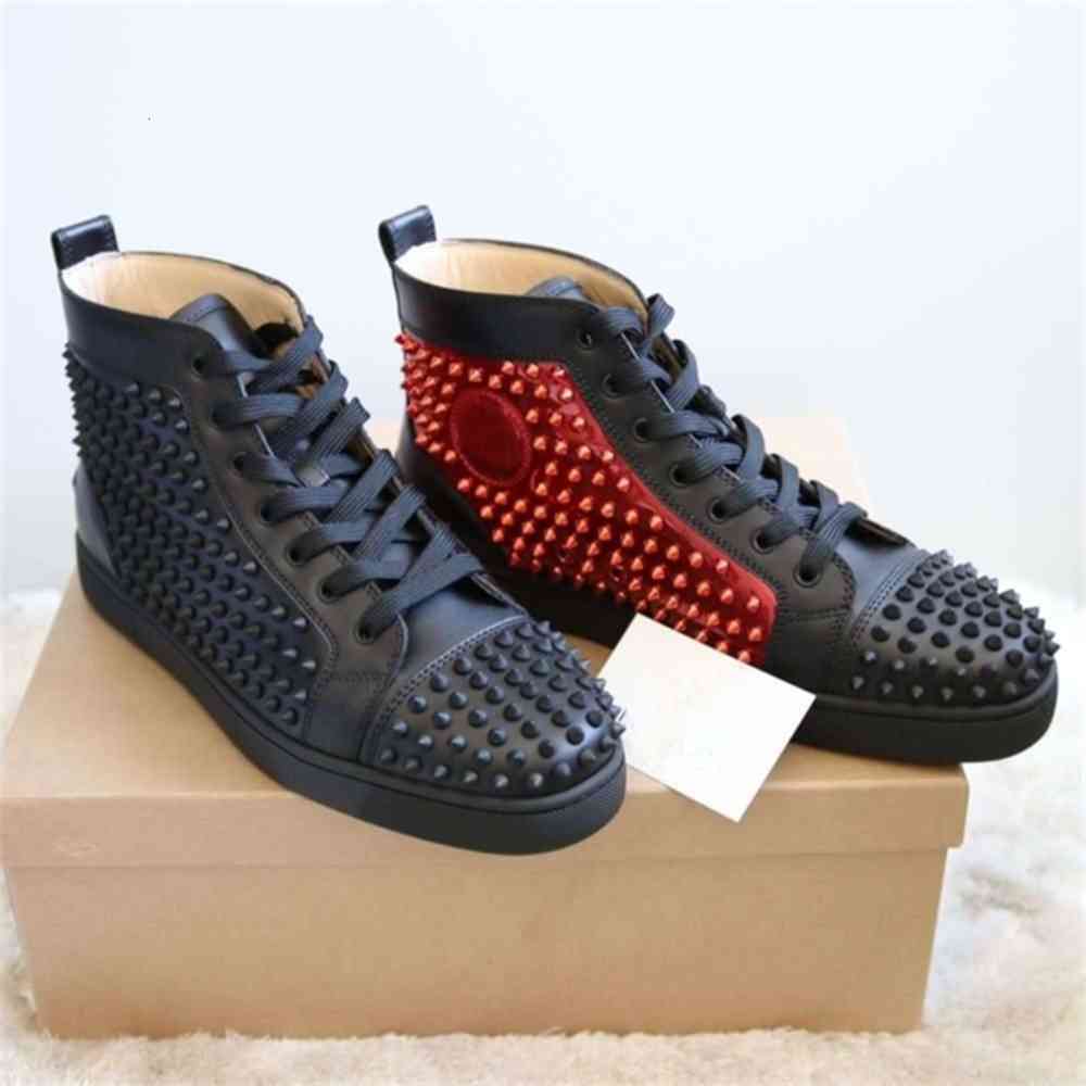

High Quality Designer Sneakers High Top Spikes Flats Shoes Red Bottom For Men and Women Casual Designer Party Wedding brazil lesvago, Original box;card;dust bag