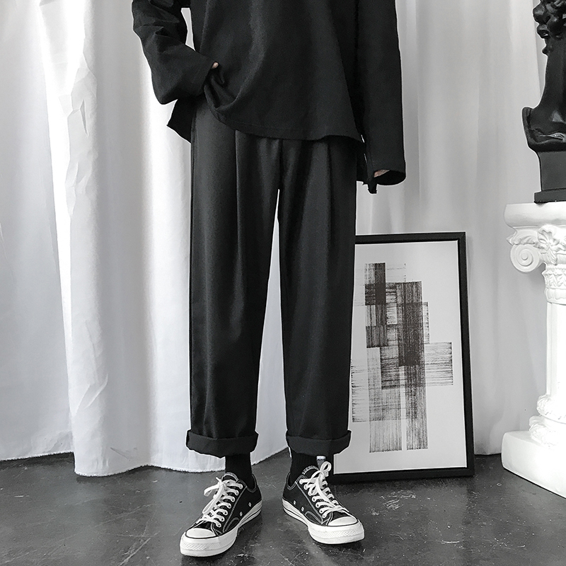 

2021 New Men's Western-style Trousers Loose Leisure Straight Suit Black/khaki Color High-grade Fabric Casual Pants M-2xl Bstg