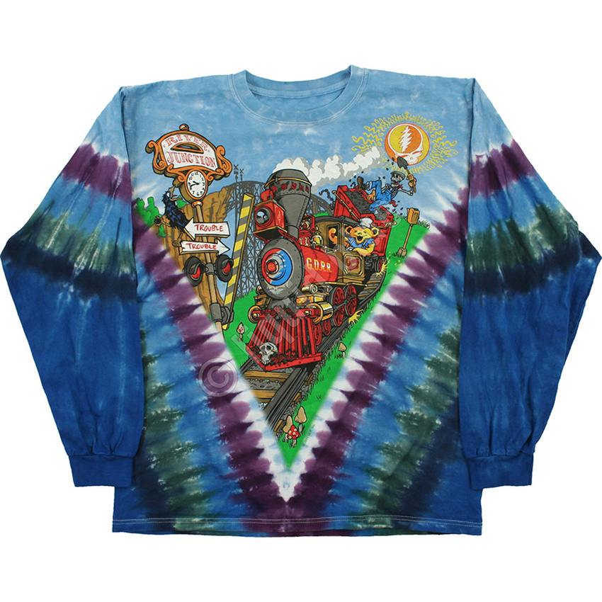 

2021 New Tie Dyed Travis Scott Cactus Jack Long Sleeve T-shirts Men Women Best Quality Bear Train Printing Top Tees Clothing 90ie