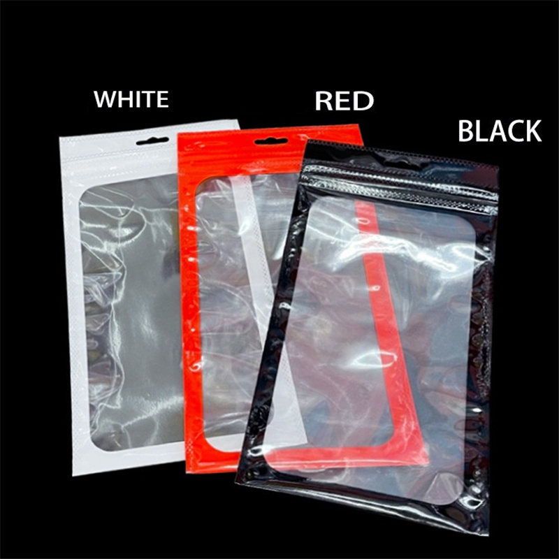 

1000Pcs/Lot 11cmx22cm White Black Red Frame Clear New Mobile Phone Case Cover Packaging Bag Jewelry Retail Packaging Bag