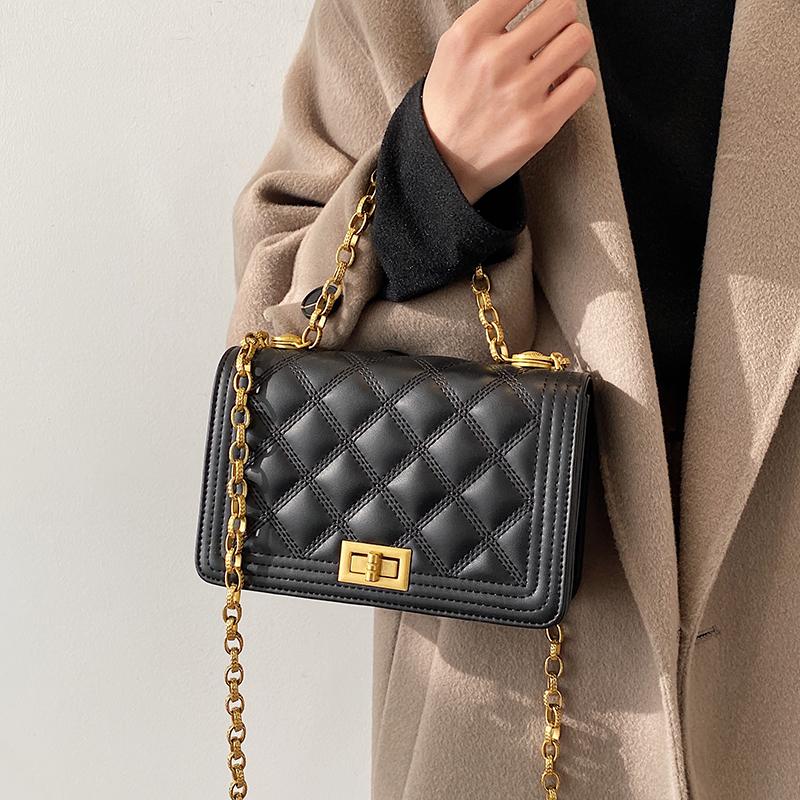

Luxury Pu Leather Women Shoulder Bag Fashion Female Chain Handbags Messenger Bags High Quality Ladies Crossbody Bags for Women, Black