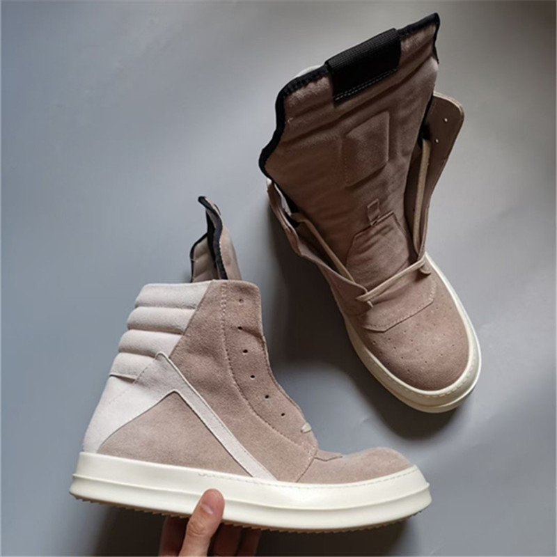 

Big Size Men Ankle Boots Suede Upper High Quality Lace Up Flat Shoes Men's High Top Fashion Sneaker, Apricot-2