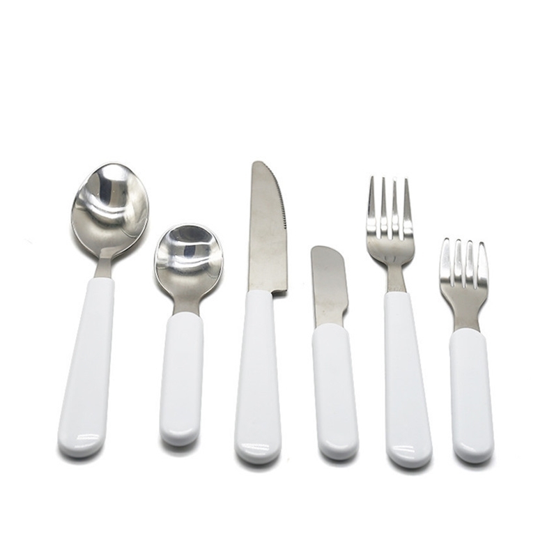 

Sublimation White Tableware Set Stainless Steel Cutlery Dinnerware Western Silverware Kitchen Knife Spoon Fork Dinner Set Kids Adult H12504