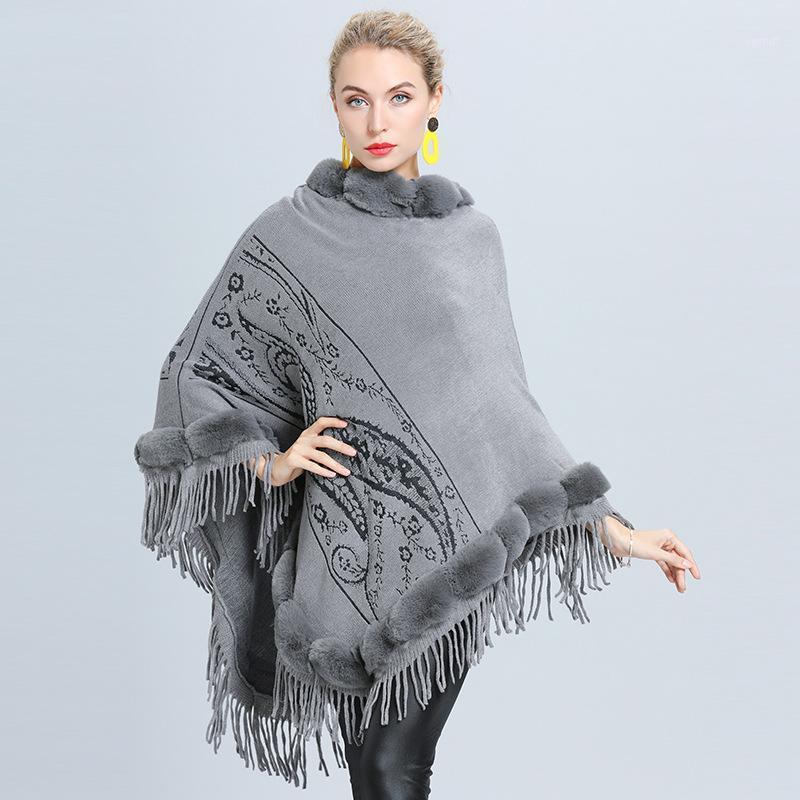 

Scarves Gorgeous Female Elegant Winter Ladies Women's Knitting Outside Wool Collar Cape Tassel Scarf Shawl Wedding Coat Jacke Pashmina, Blue;gray
