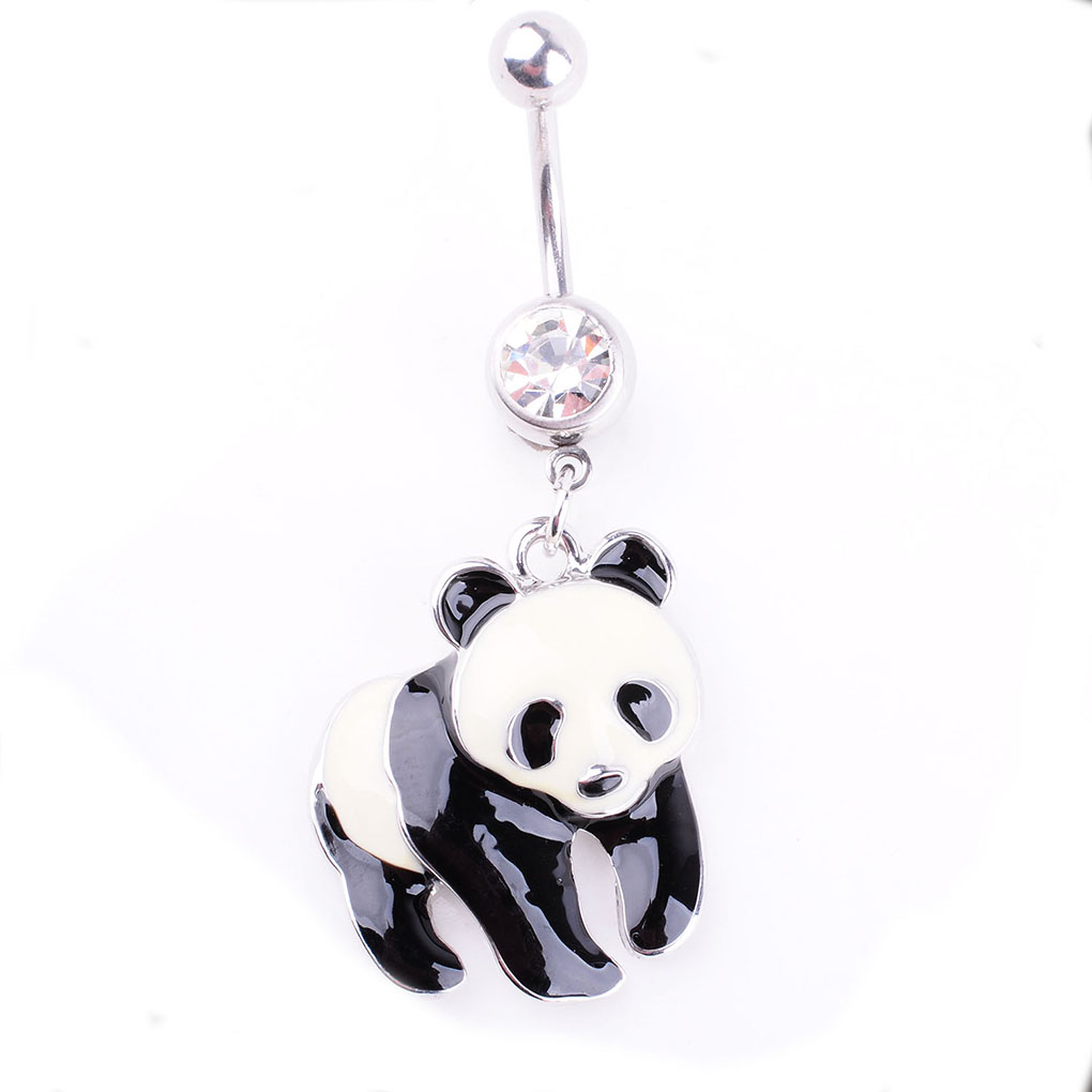 

D0874 Panda Belly Navel Button Ring with White and Black Colors