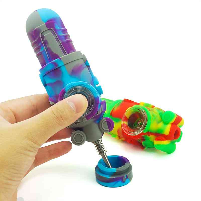 

Pipe smoking Silicone Nector Collector kit with metal Tip Food Grade Silicon Mini NC robot Dab Straw hand pipes
