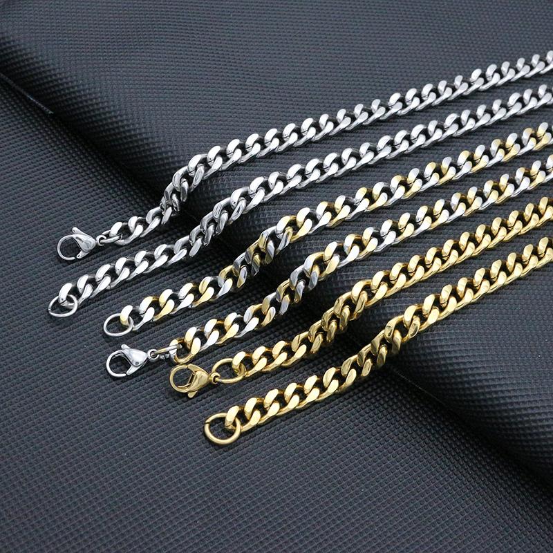 

Chains Men/Women 6MM/60CM Cuban Chain Necklace Stainless Steel Gold-Steel Color Curb Link Jewelry Women Hip Hop