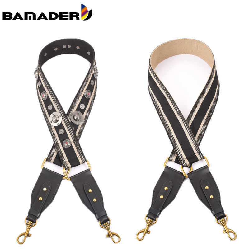 

BAMADER Canvas Shoulder Bag Strap Vintage Rivet Crossbody Width Shoulder Straps Leather Bag Part Accessories Apply To Saddle Bag 210624