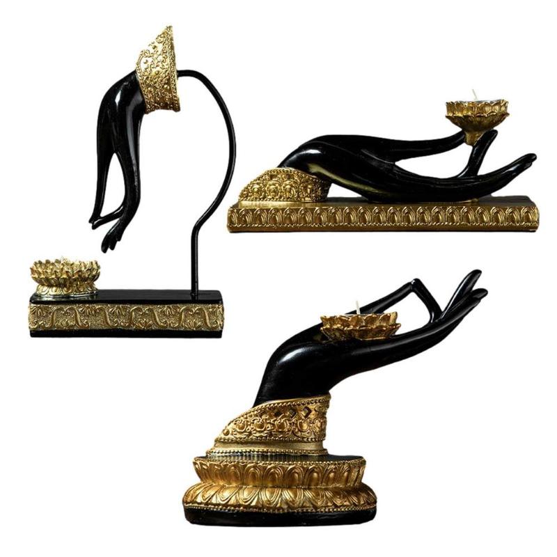 

Candle Holders Bergamot Candlestick Resin Finger Gesture Holder Decor Zen Buddha Hand Stick Home Desktop