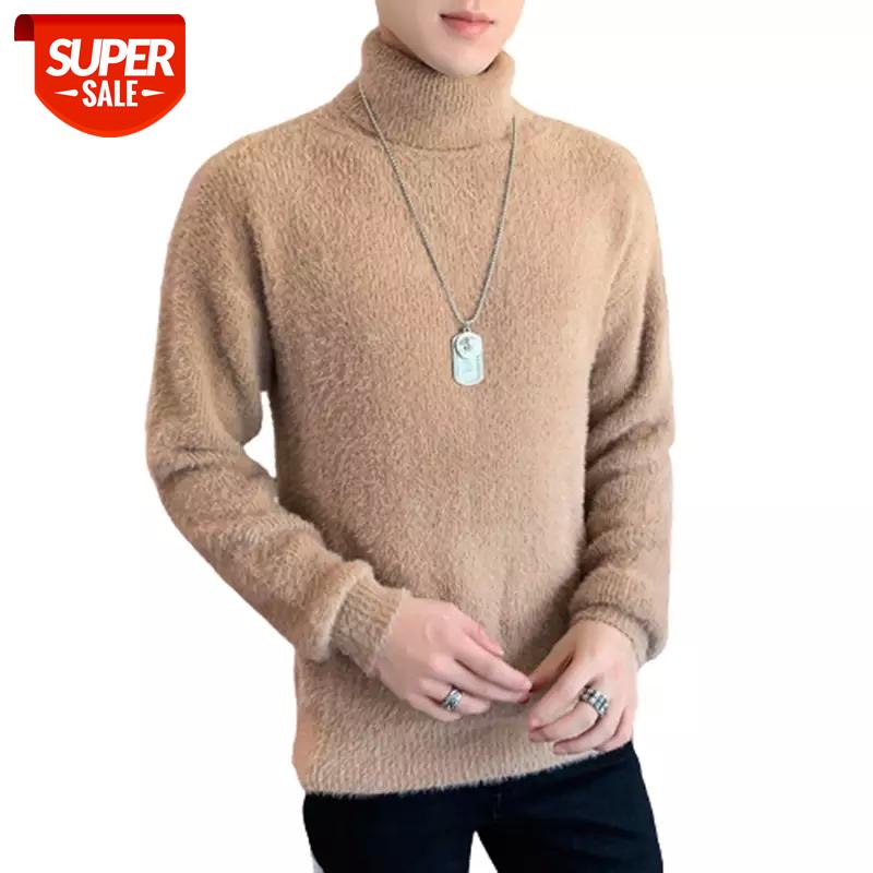

New Winter Sweater Men Fashion Turtleneck Sweater Men Solid Casual Streetwear Pullover Male Warm Knitted Pullover #FW1x, White;black
