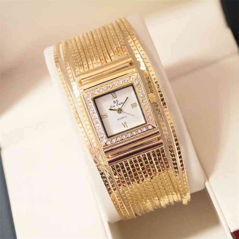 

Woman Watches Brand Luxury Dress Women Wrist Watch Square Gold Ladies Diamond For Montres Femme 210707