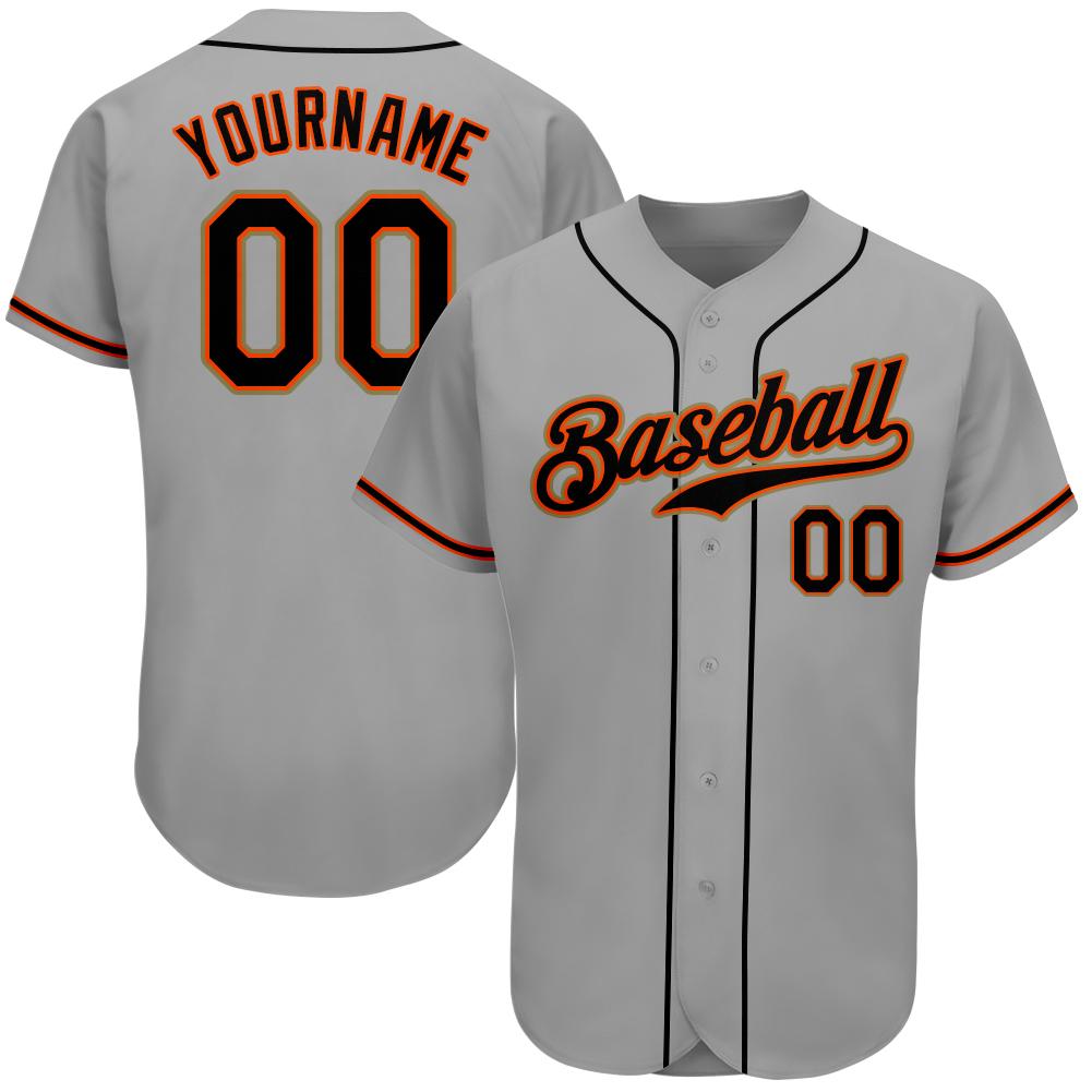 

Custom Gray Black-Orange Authentic Baseball Jersey, Women size s-xxl