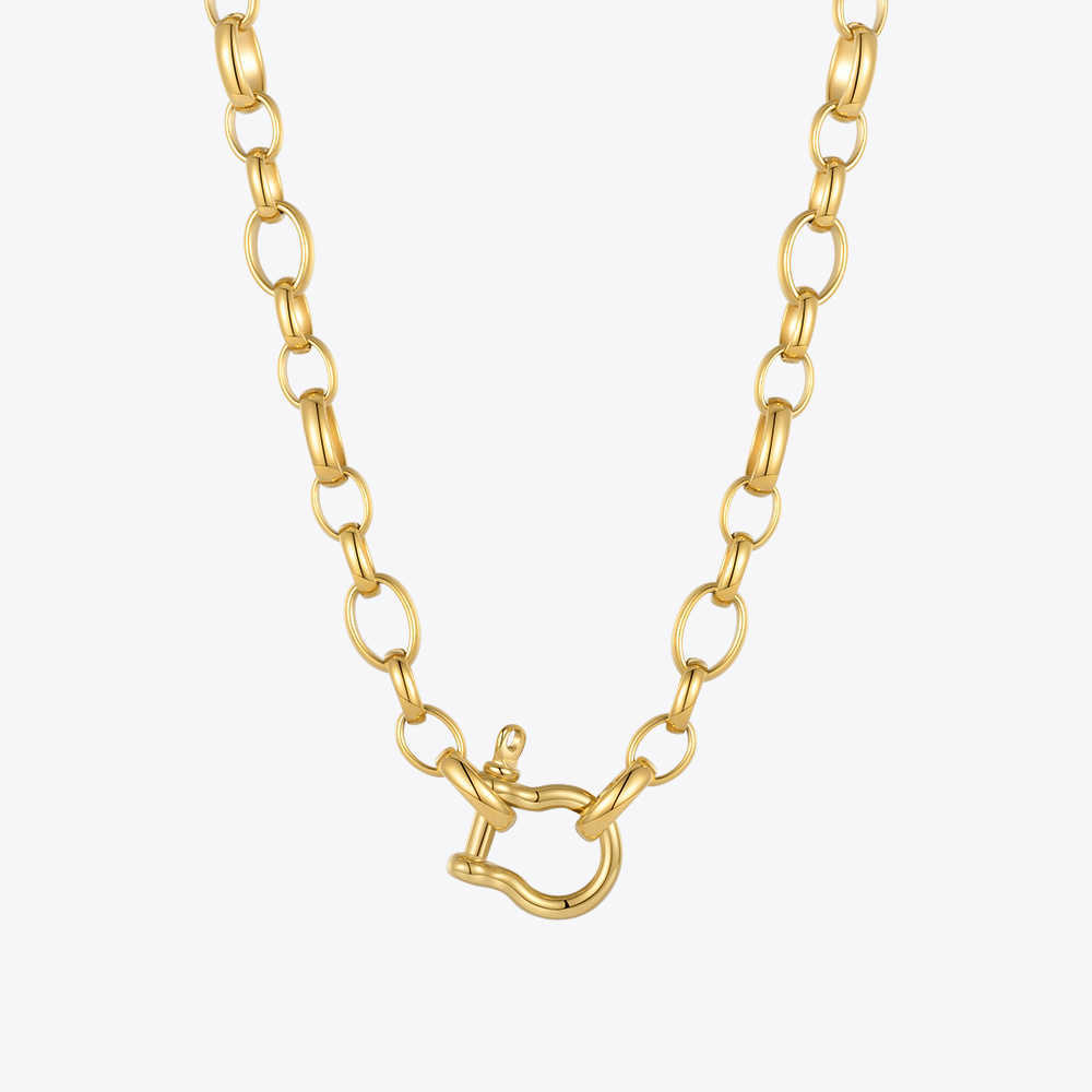 

ENFASHION Punk Lock Necklace For Women StainlSteel Hook Choker Necklaces Gold Color Fashion Jewelry Collier Femme P213233 X0707