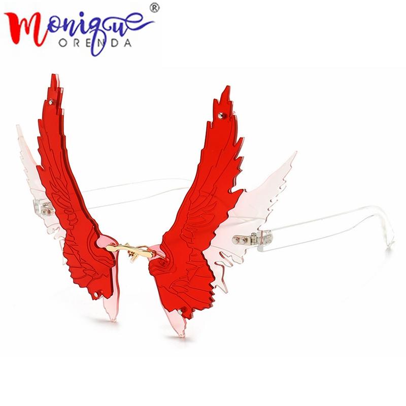 

Sunglasses Oversized Butterfly Women 2021 Luxury Fashion Red Rimless Men Eyeglasses Personality Big Size Praty Shades