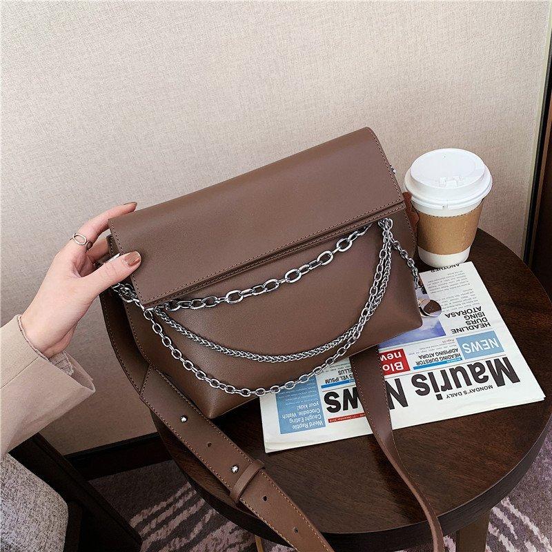 

Chains Crossbody Bags for Women Leather Messenger Bags for Girls Sac Femme Female Casual Shoulder Bag Vintage Hobos New Handbag, Black