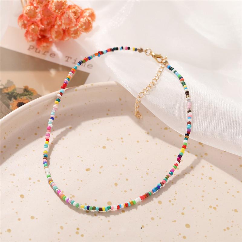 

Chokers 2021 Personality Bohemian Short Necklace Choker Handmade Rice Beads For Women Party Accessories