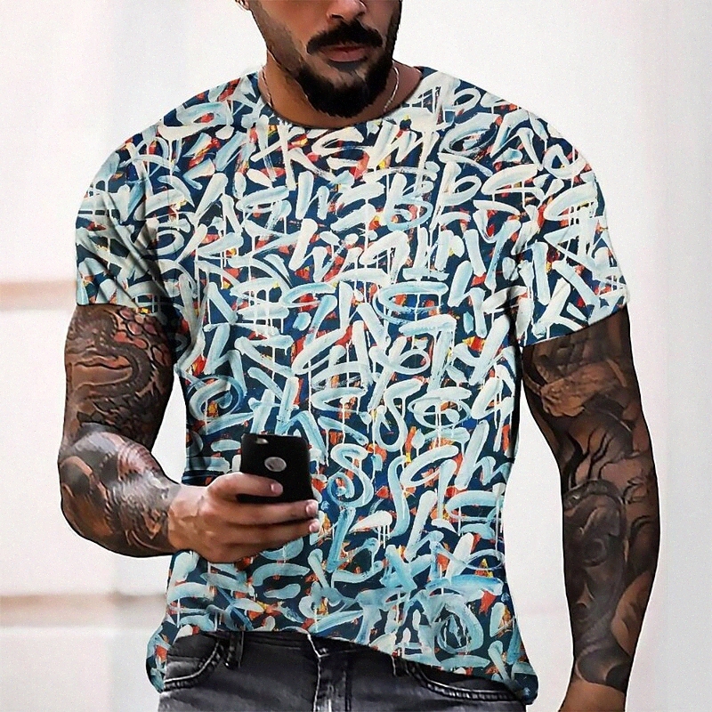 Men's Tee T shirt 3D Print Graphic Round Neck Casual Daily 3D Print Short Sleeve Tops Fashion Designer Cool Comfortable Blue u7Wi#