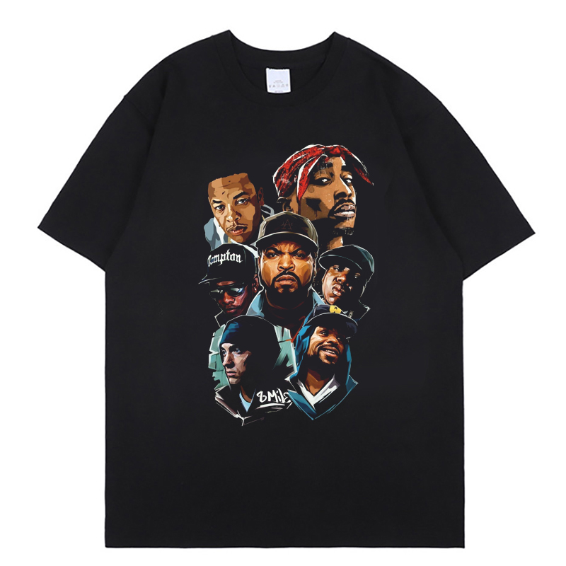 

Tupac 2pac Black Tshirt Shakur Hip Hop T Shirts Makaveli Rapper Notorious Big Young Thug Koba La J Cole Hiphop Rap Streetwear, White;black