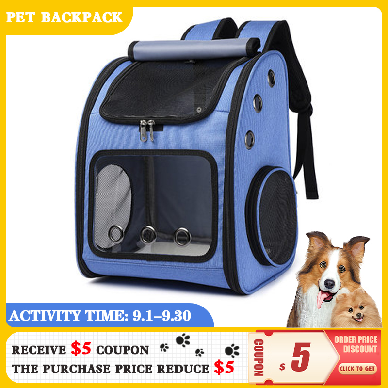 

Pet Backpack Cat Bag Carry Breathabe Fodabe Pet Oxford Dog Carrying pies Big Space Breathabe Heat Dissipation