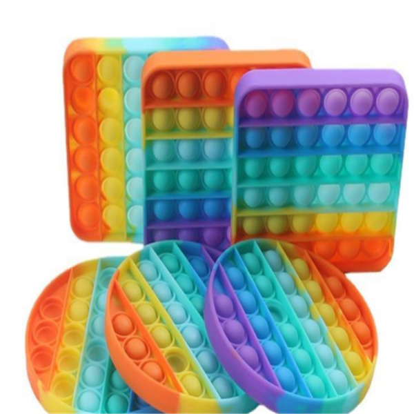 

Rainbow color Rodent Control Pioneer Puzzle Toy Set Silicone Decompression Push Bubble Game Board Toys For children gift